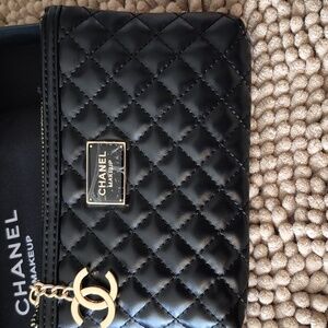 CHANEL Black Quilted Bag With Chanel Pouch